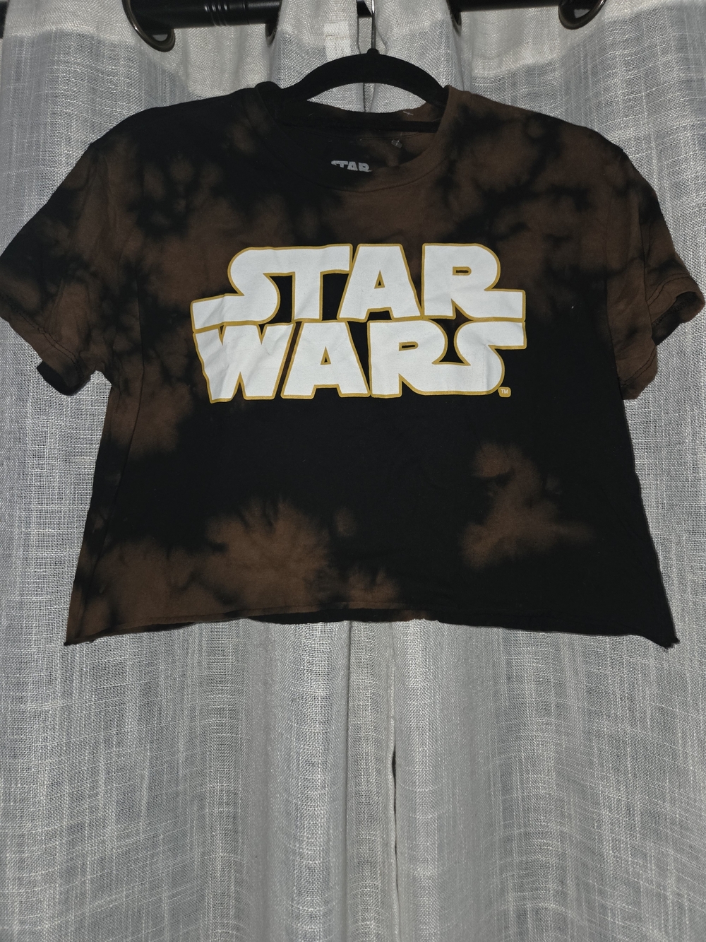Star Wars Black & Brown Tie-Dye Crop Tee medium